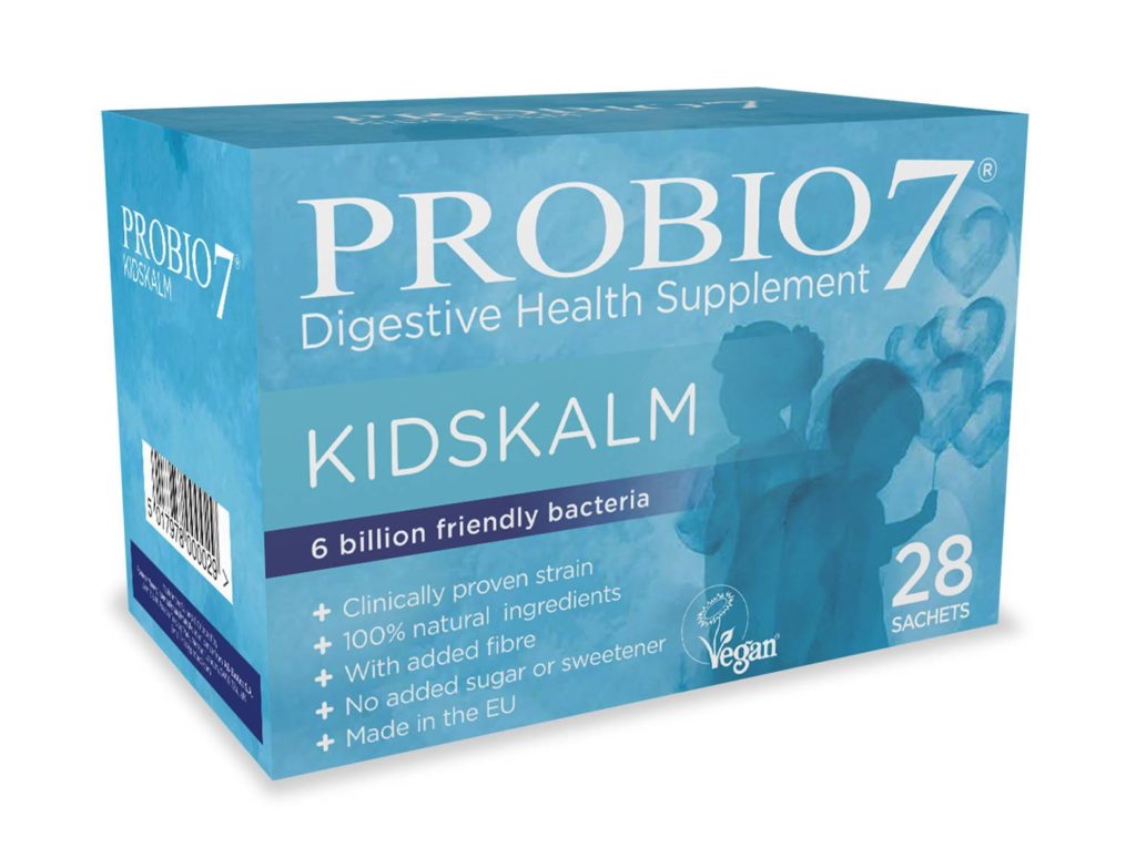 probio7 kidskalm sachets in a blue box